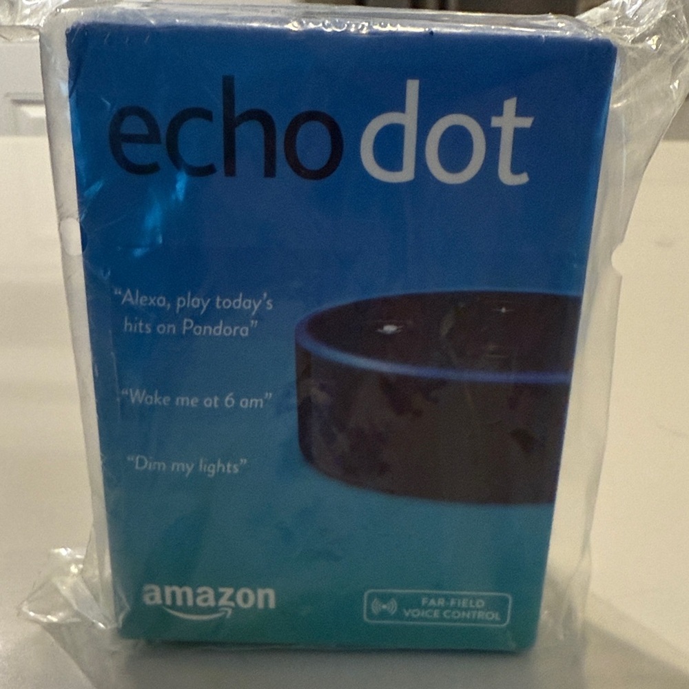 Amazon Echo Dot in Blue Packaging